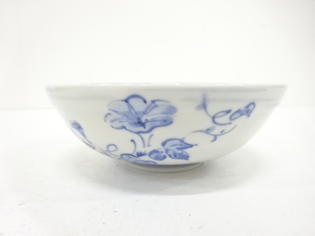  曽根幸風造　染付　朝顔　平茶碗